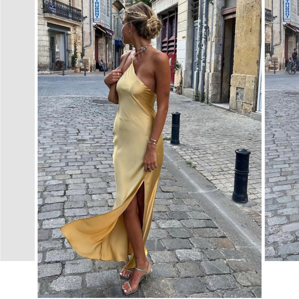 New with tags —Commense yellow One-Shoulder Dress